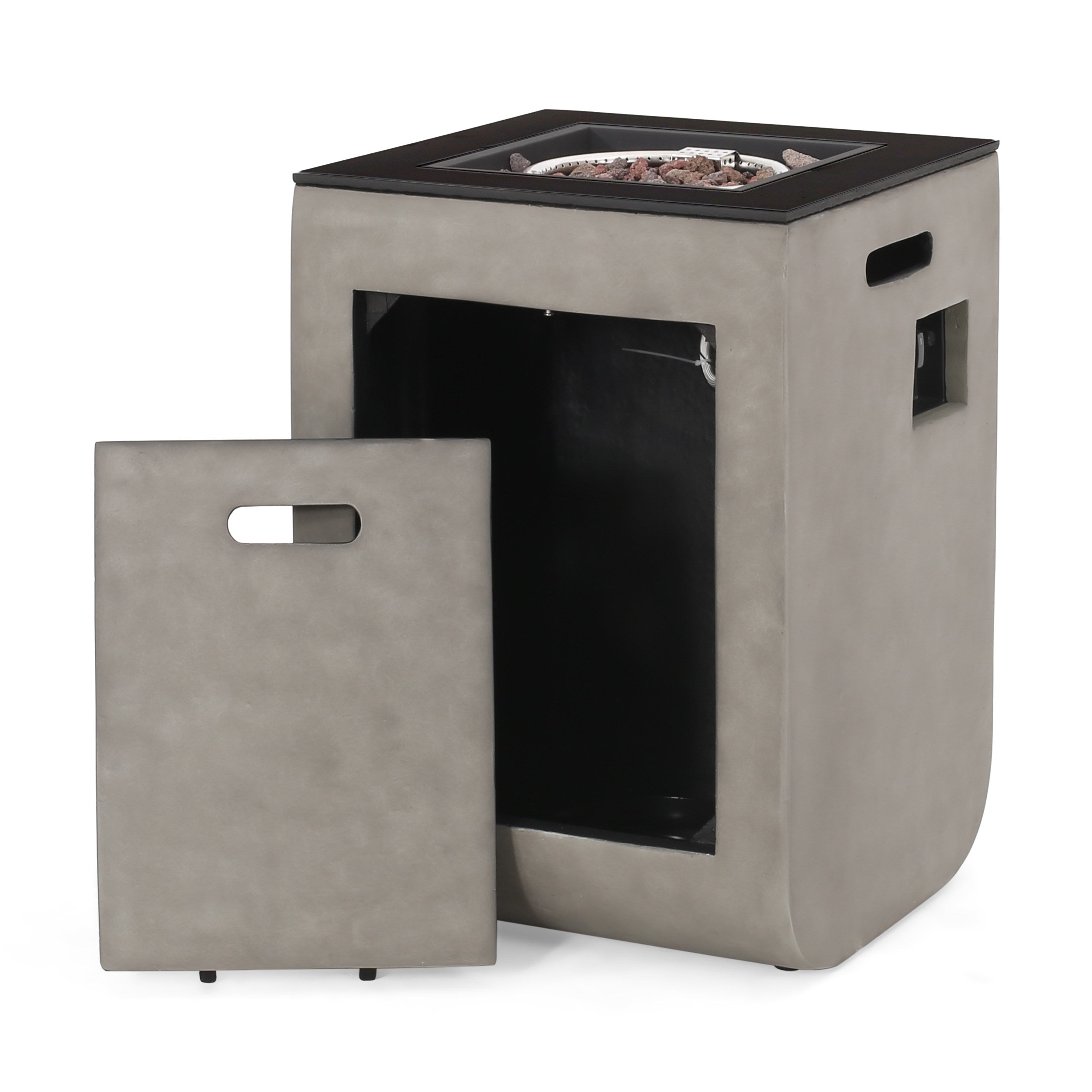 Christopher Knight Home® Adio 19.5-Inch Light Gray & Gloss Black Modern Outdoor Fire Column