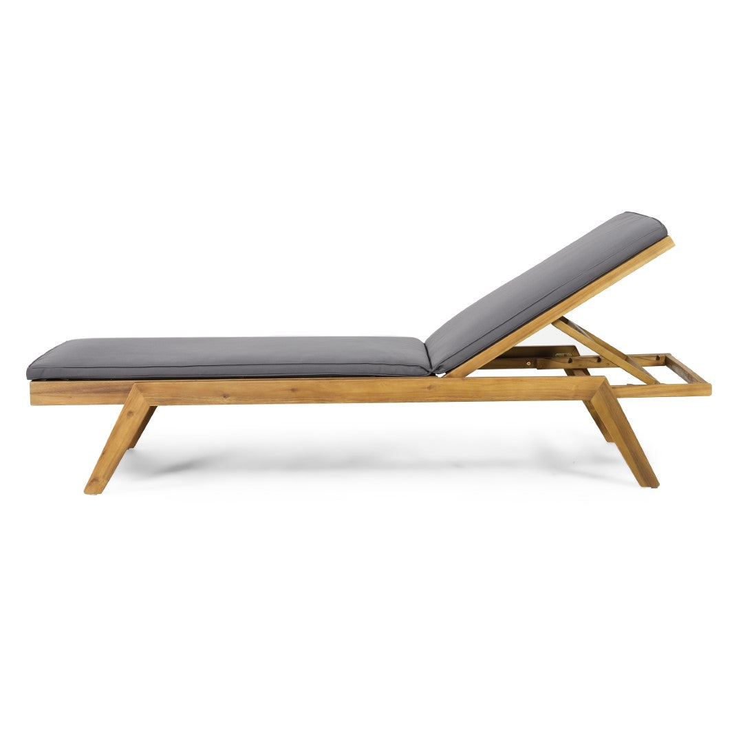 Christopher Knight Home® Caily 2-Piece Outdoor Acacia Wood Chaise Lounges with Waterproof Cushions