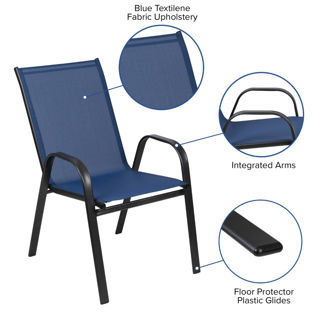 Commercial-Grade Outdoor Stackable 4-Pack Patio Chairs with Flex Comfort Material and Sturdy Metal Frame