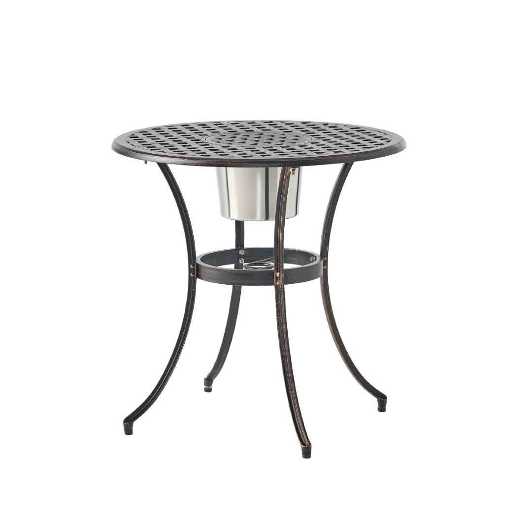 Christopher Knight Home® Angeles Outdoor Cast Aluminum Bistro Dining Set with Integrated Ice Bucket for Al Fresco Meals