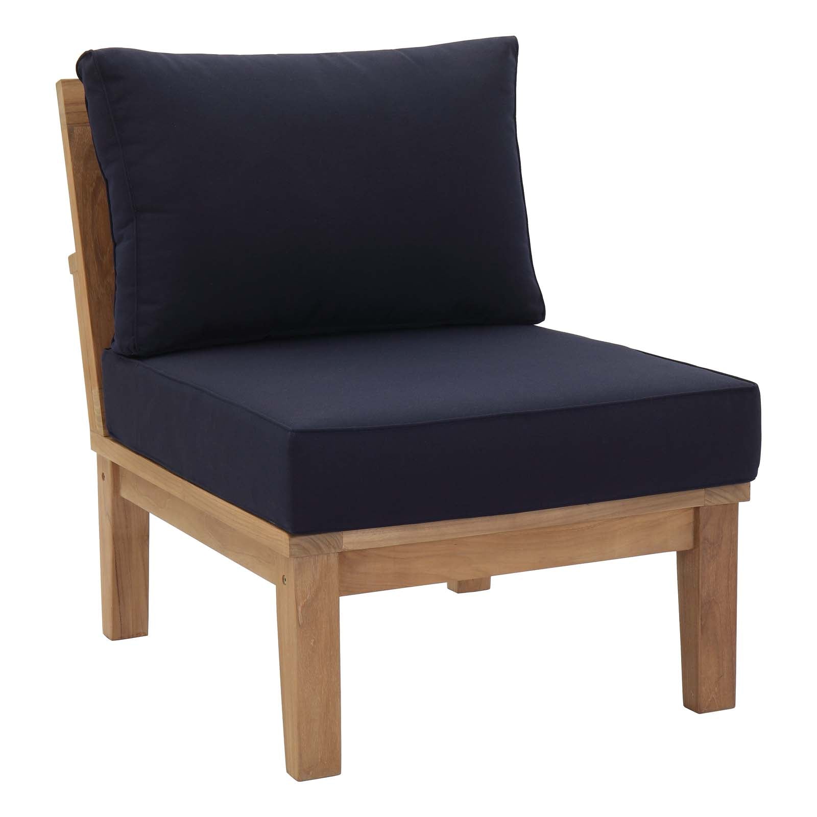 Marina Teak Wood Outdoor Patio Sofa Sectional Set - Sturdy and Weatherproof Design Ideal for Your Patio Relaxation