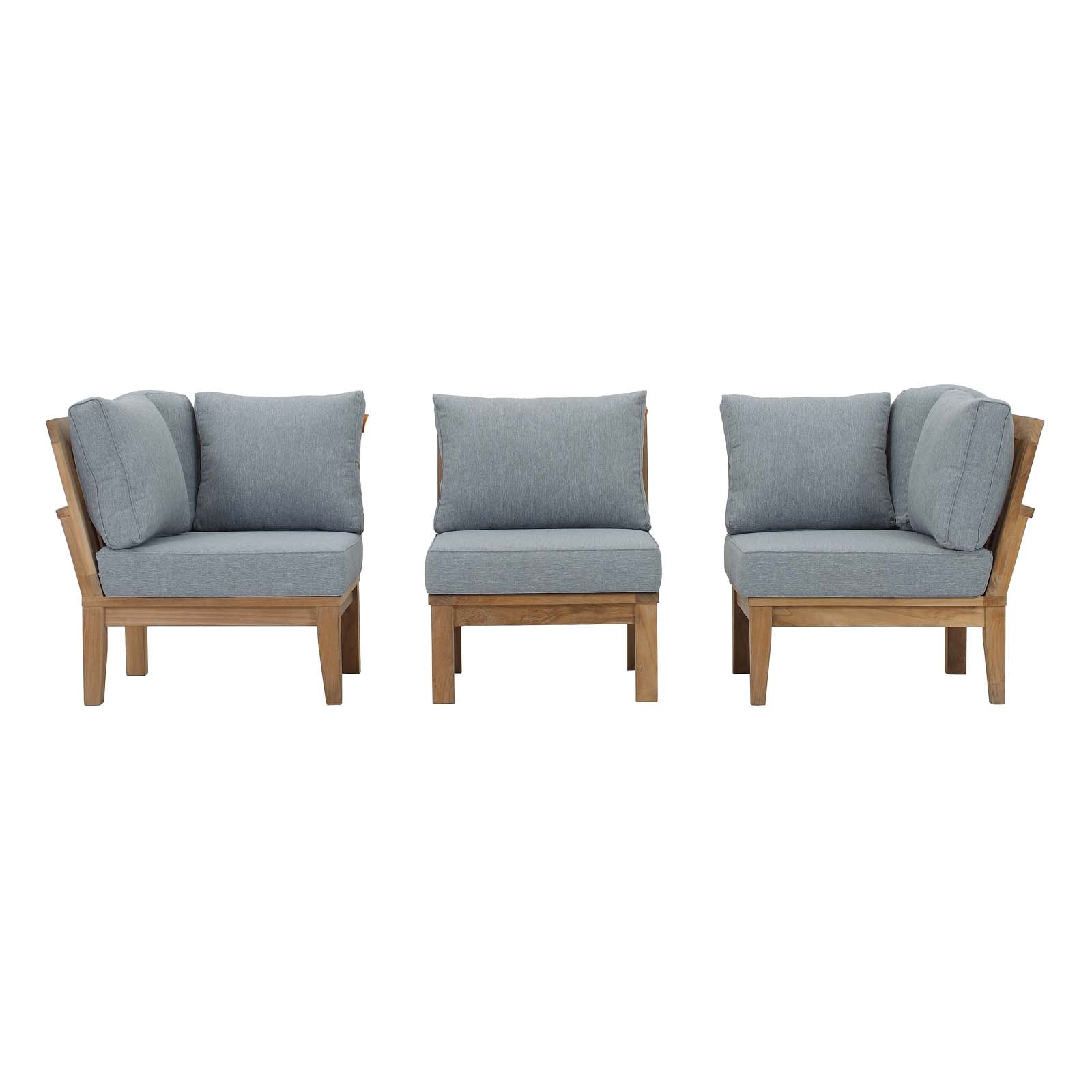 Marina Teak Wood Outdoor Sofa Sectional Set - Durable, Weather-Resistant Design for Your Patio
