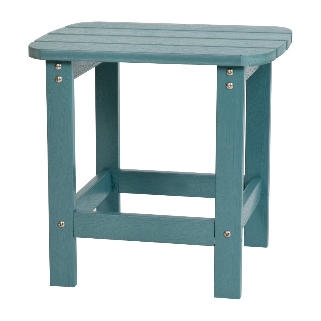 Premium Set of Two All-Weather UV-Resistant Poly Resin Rocking Chairs with an Adirondack Style Side Table for Indoor and Outdoor Use