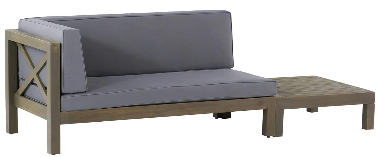Christopher Knight Home® Outdoor Acacia Wood Corner Bench Set with Water-Resistant Cushions and Matching Coffee Table - Featuring X-Back Design for Elegant Outdoor Seating