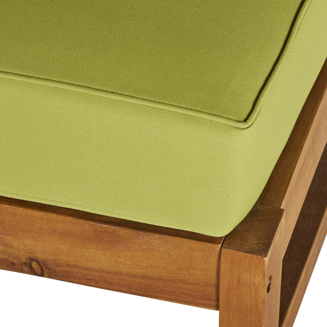 Christopher Knight Home® Outdoor Perla Left-Side Armchair Made of Acacia Wood, Featuring Green Water-Resistant Cushions for Comfort and Easy Maintenance, Dimensions: 26 x 28 x 32.75 Inches