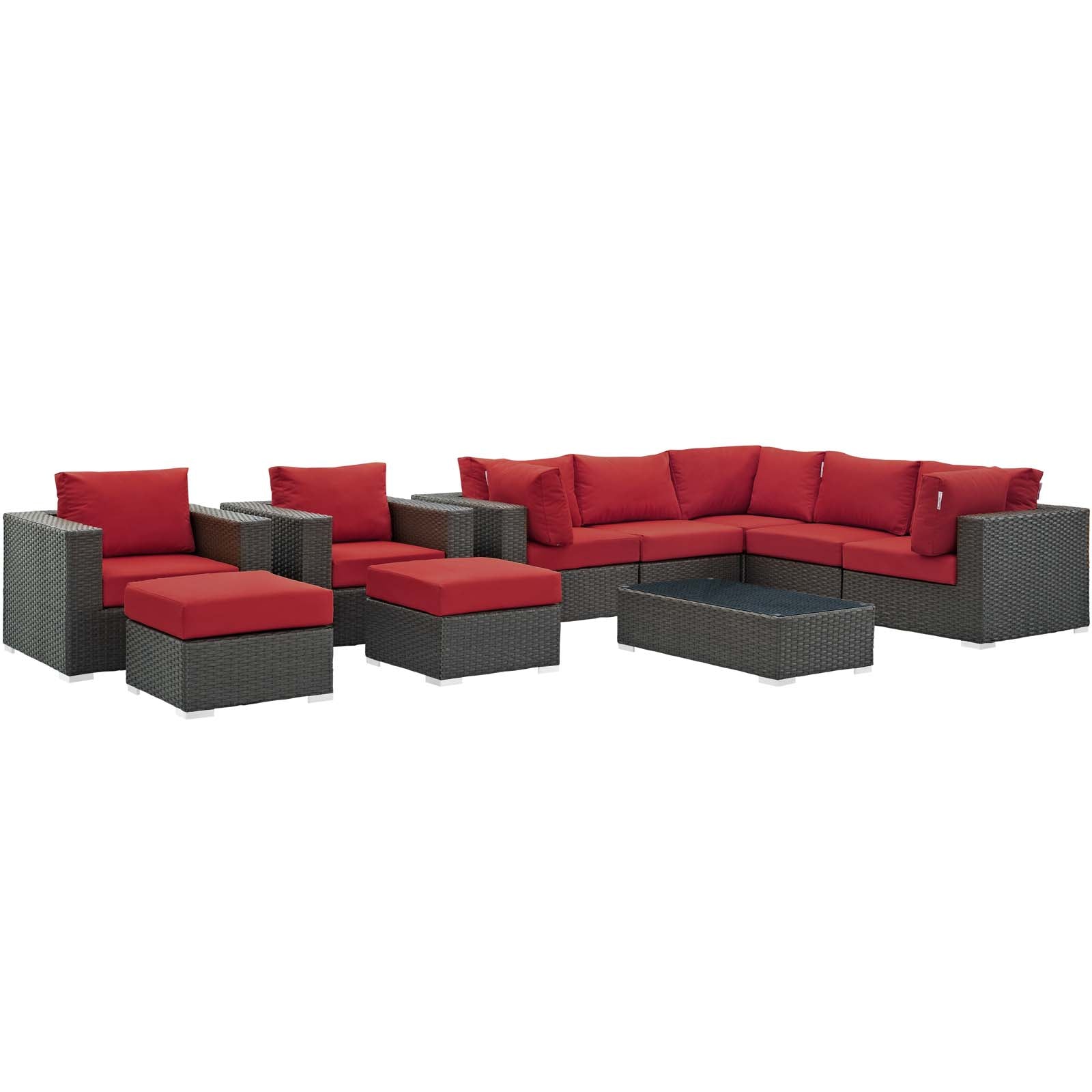 Sojourn 10-Piece Outdoor Patio Furniture Set with Sunbrella® Cushions for Total Relaxation