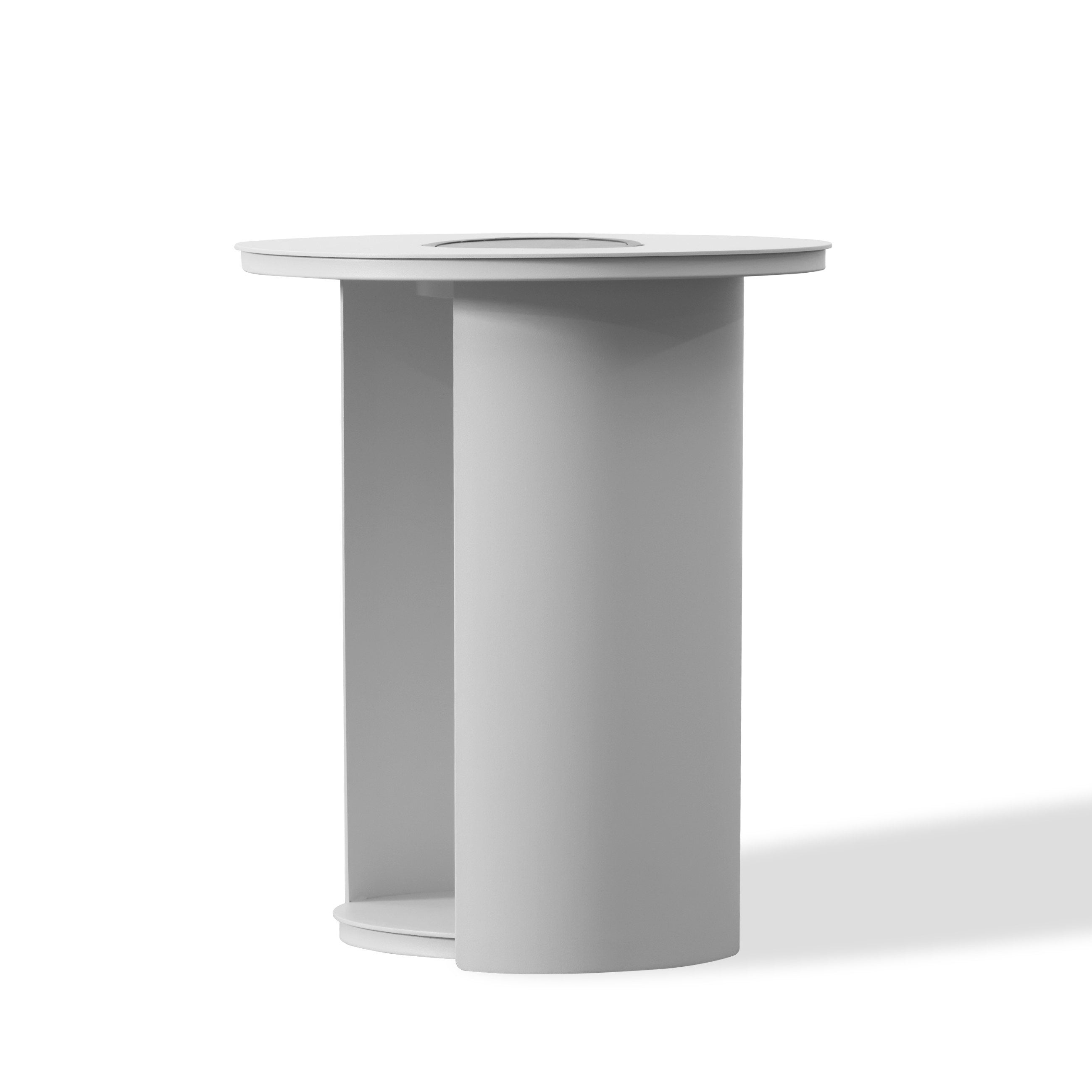 Renava Onza - Elegant White Round Outdoor End Table with Solar Light for Patio