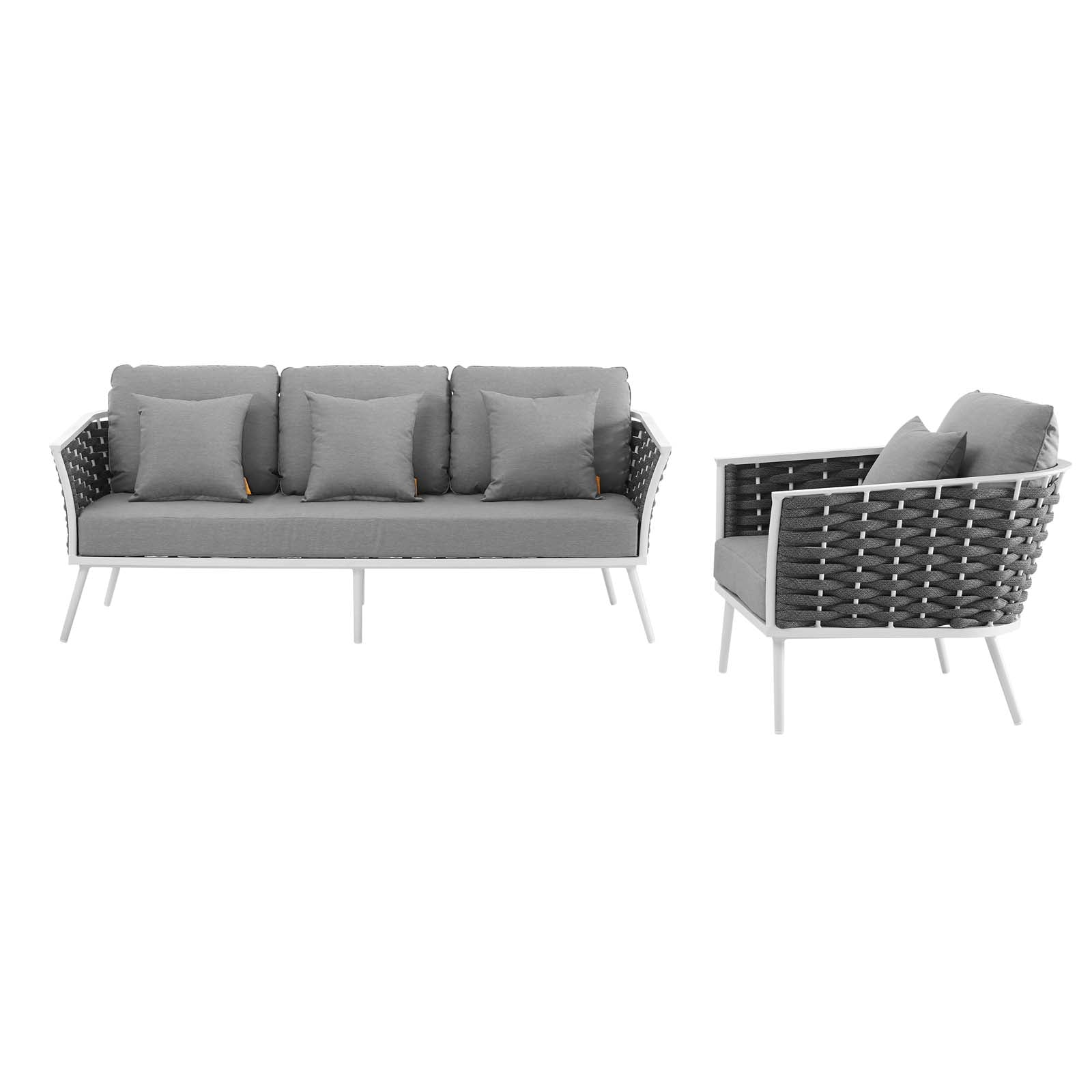 Stance Modern Two-Piece Outdoor Aluminum Sectional Sofa Set Featuring Plush Cushions for the Utmost Comfort