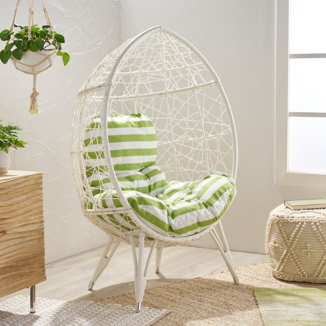 Christopher Knight Home® Stylish Gianni Teardrop-shaped Outdoor Wicker Chair with Comfortable Cushion - A Perfect Seating Option for Outdoor Spaces