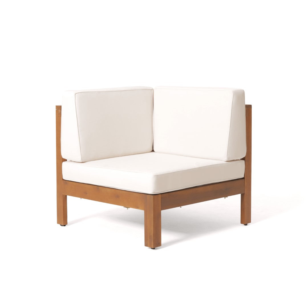 Christopher Knight Home® Outdoor Beige Wooden Sectional Sofa Set with Comfortable Cushions