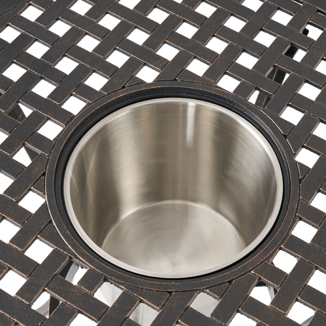 Christopher Knight Home® Angeles Outdoor Cast Aluminum Bistro Dining Set with Integrated Ice Bucket for Al Fresco Meals