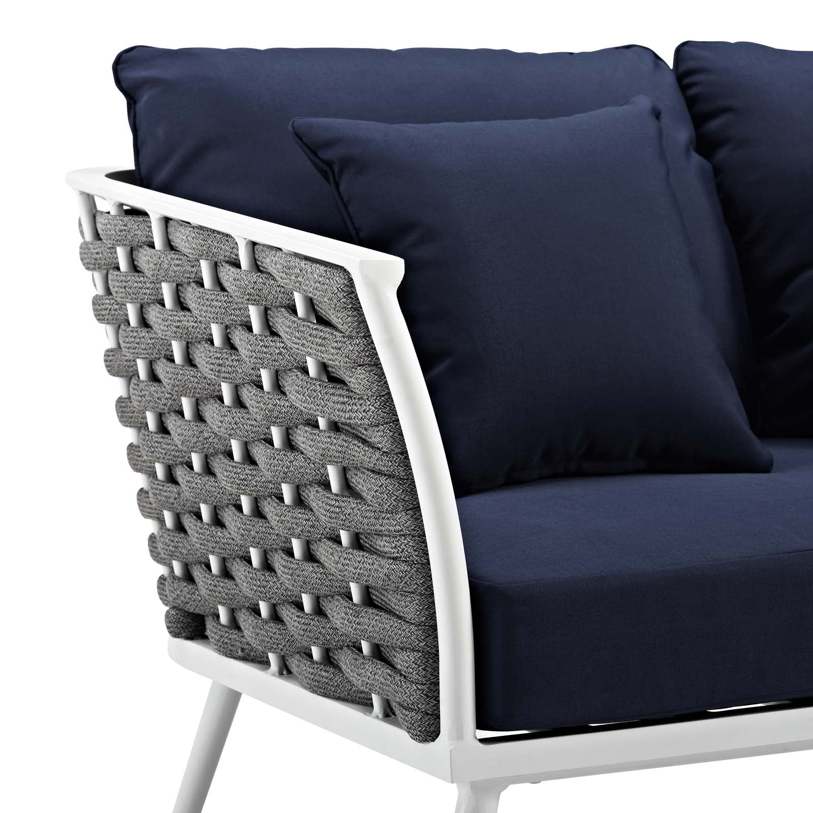 Stance Modern Outdoor Patio Sofa Set with All-Weather Cushions and Aluminum Frame for Relaxing Gatherings