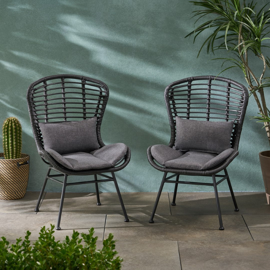 Christopher Knight Home® La Habra Outdoor Club Chairs Set of 2 - Modern Rattan Design
