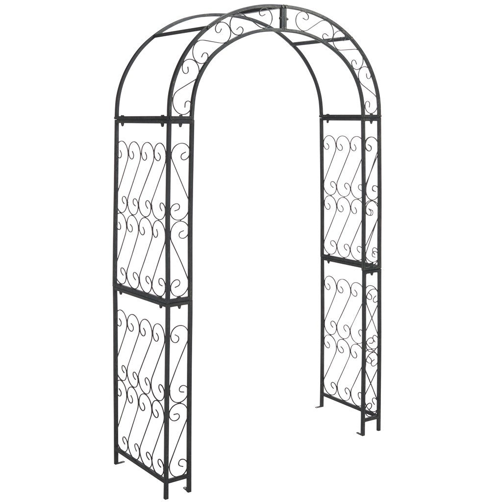Antique White Iron Outdoor Arch for Enchanting Secret Gardens and Floral Decor
