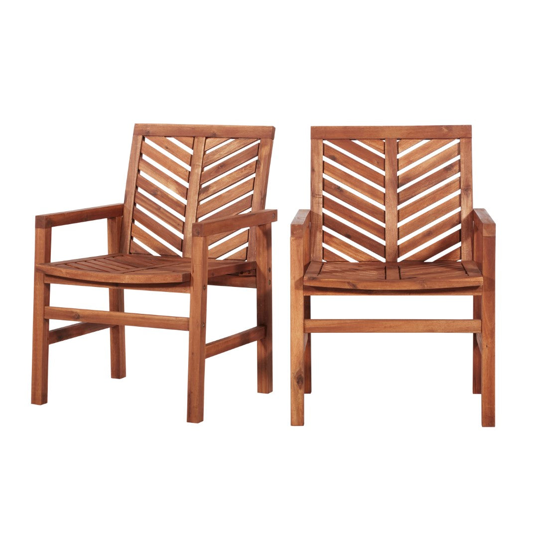 Patio Wood Chairs - Stylish Set of 2 Acacia Hardwood Seating for Outdoor Relaxation & Enjoyment