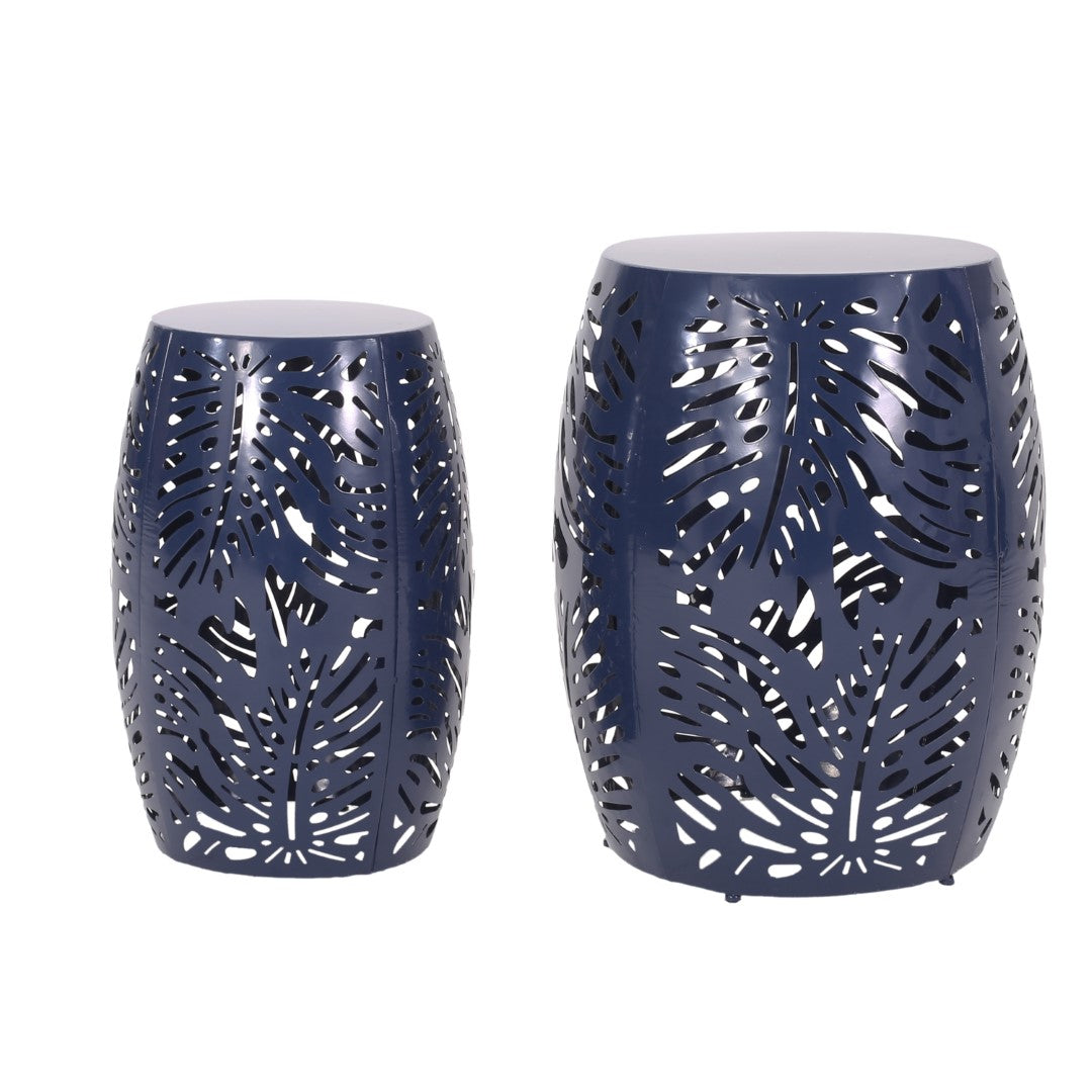 Christopher Knight Home® Satterlee Outdoor Metal Side Table Set of 2 - Stylish Barrel-Shaped Design