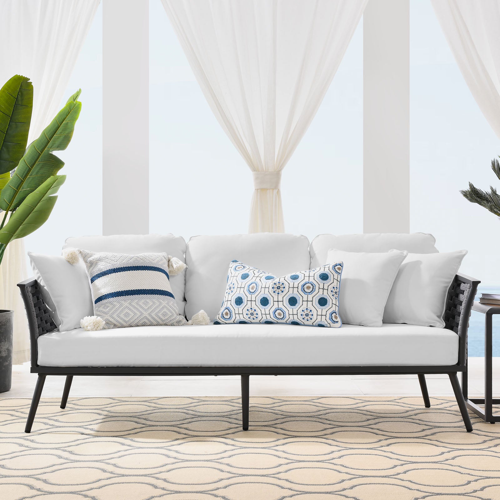 Stance Modern Outdoor Patio Sofa Set with All-Weather Cushions and Aluminum Frame for Relaxing Gatherings