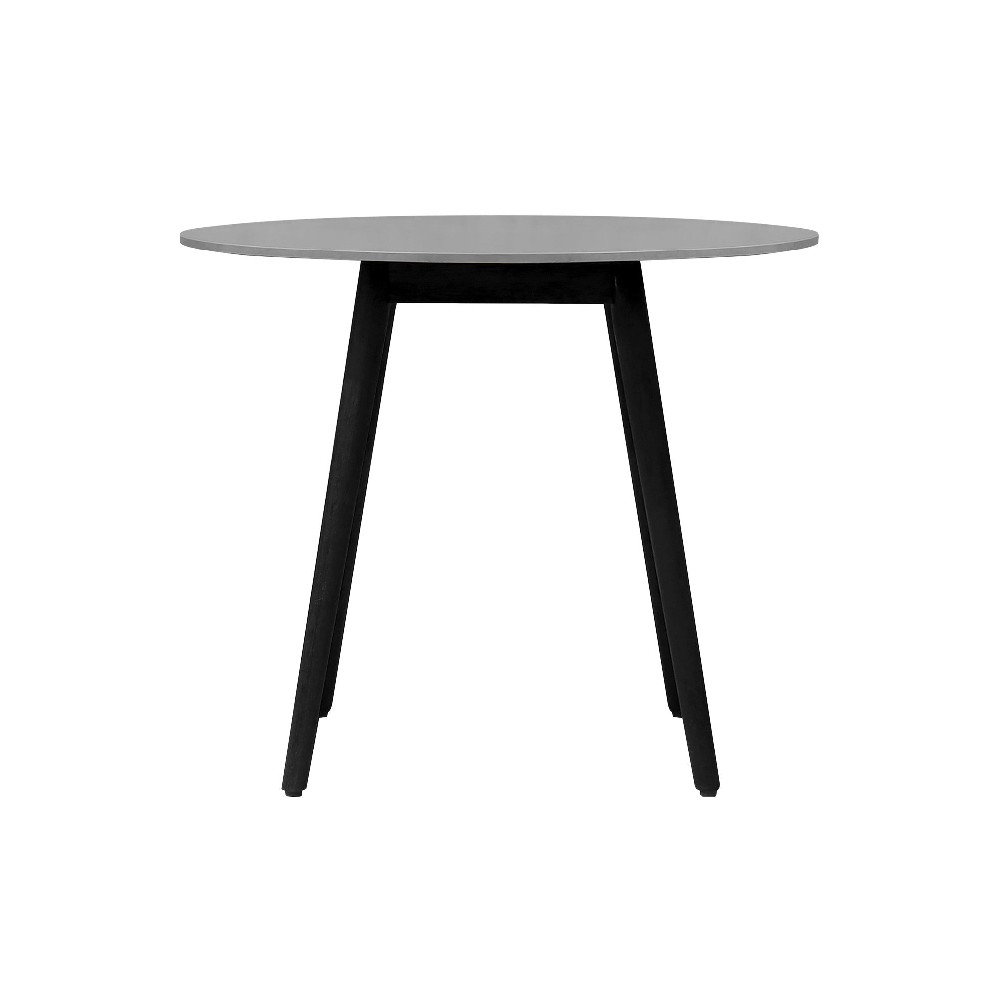 Stylish and Contemporary Gray and Black Round Stone Dining Set with a Versatile Expandable Table and Two Comfortable Solid - Back Chairs for Indoor and Outdoor Use
