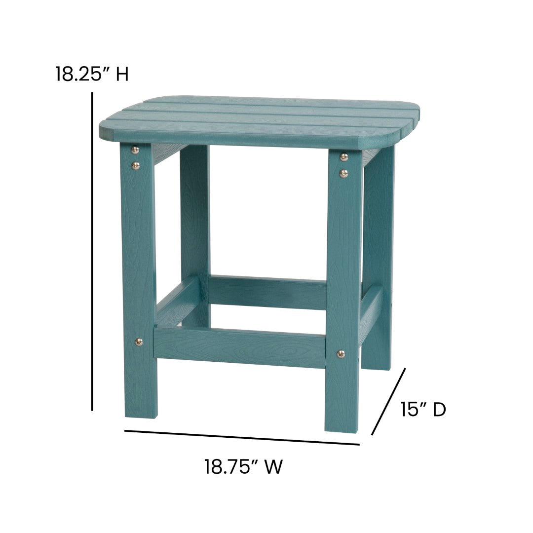 Premium Set of Two All-Weather UV-Resistant Poly Resin Rocking Chairs with an Adirondack Style Side Table for Indoor and Outdoor Use
