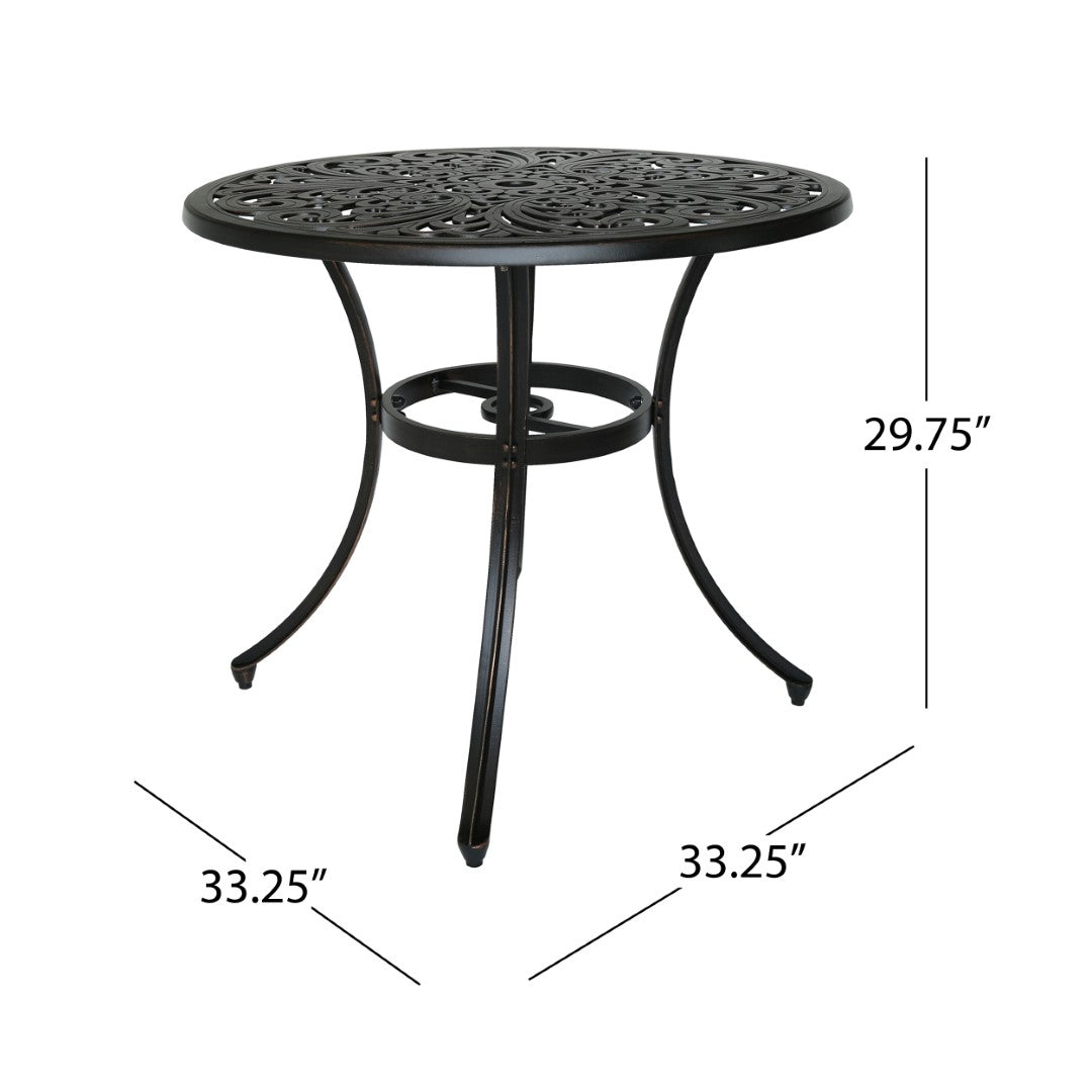 Christopher Knight Home® Vigo Vintage Outdoor Dining Table with Lustrous Copper Finish, Aluminum Frame