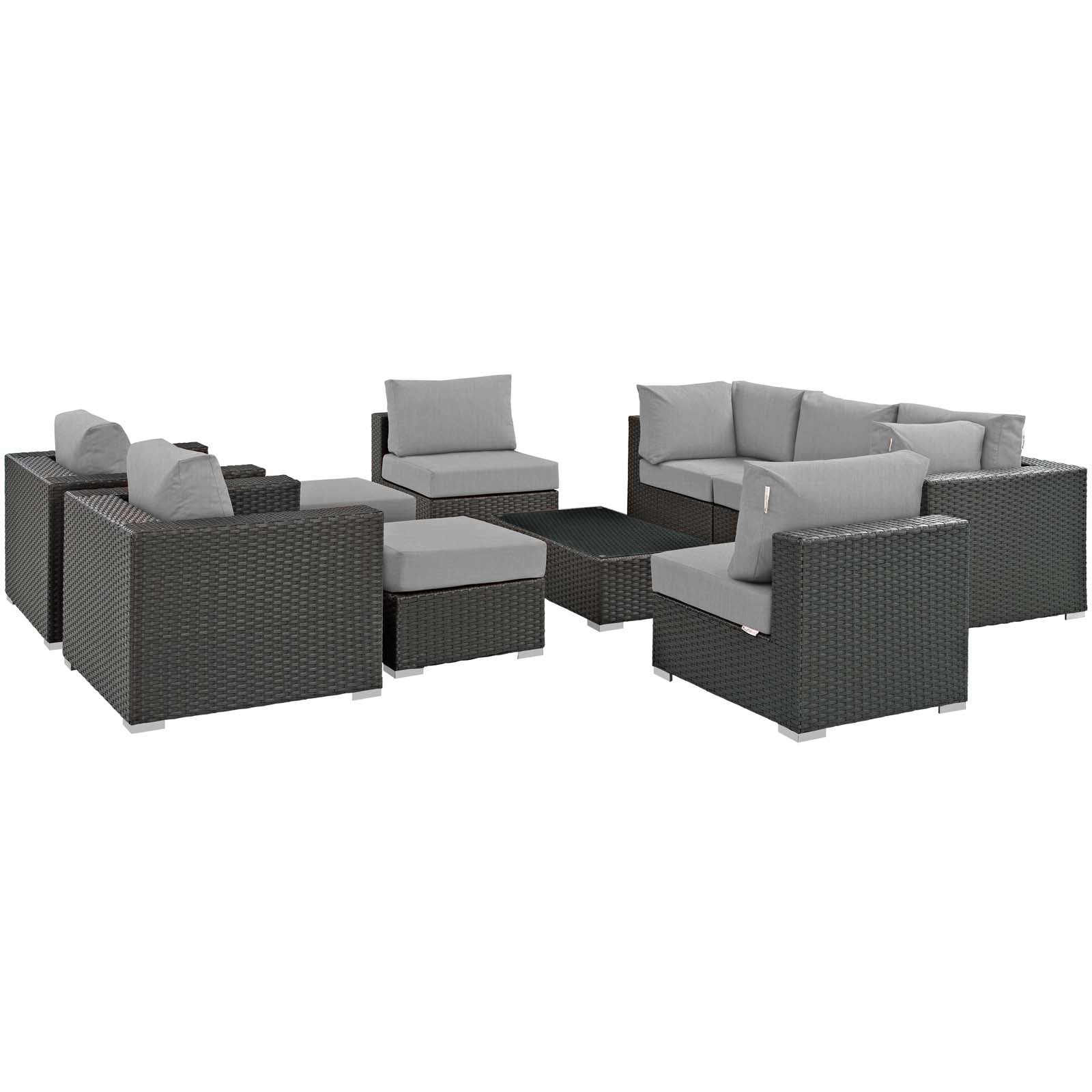 Sojourn 10-Piece Outdoor Patio Furniture Set with Sunbrella® Cushions for Total Relaxation