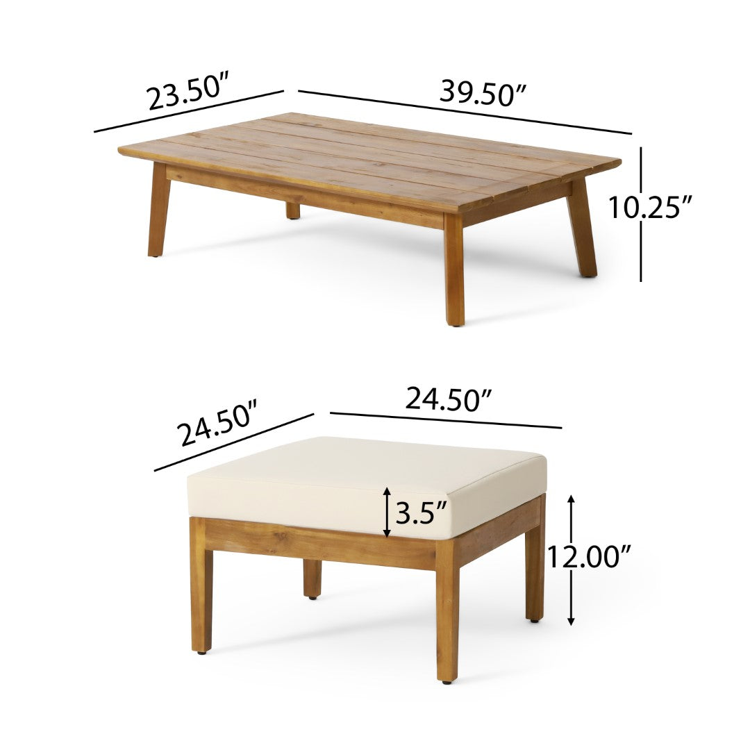 Christopher Knight Home® Brooklyn Outdoor Ottoman and Coffee Table Set for a Stylish Outdoor Living Space