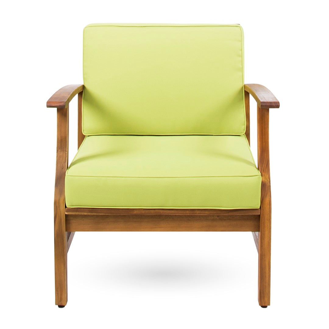 Christopher Knight Home® Perla 2 - Piece Green Club Chairs in Durable Acacia Wood with Slat Design