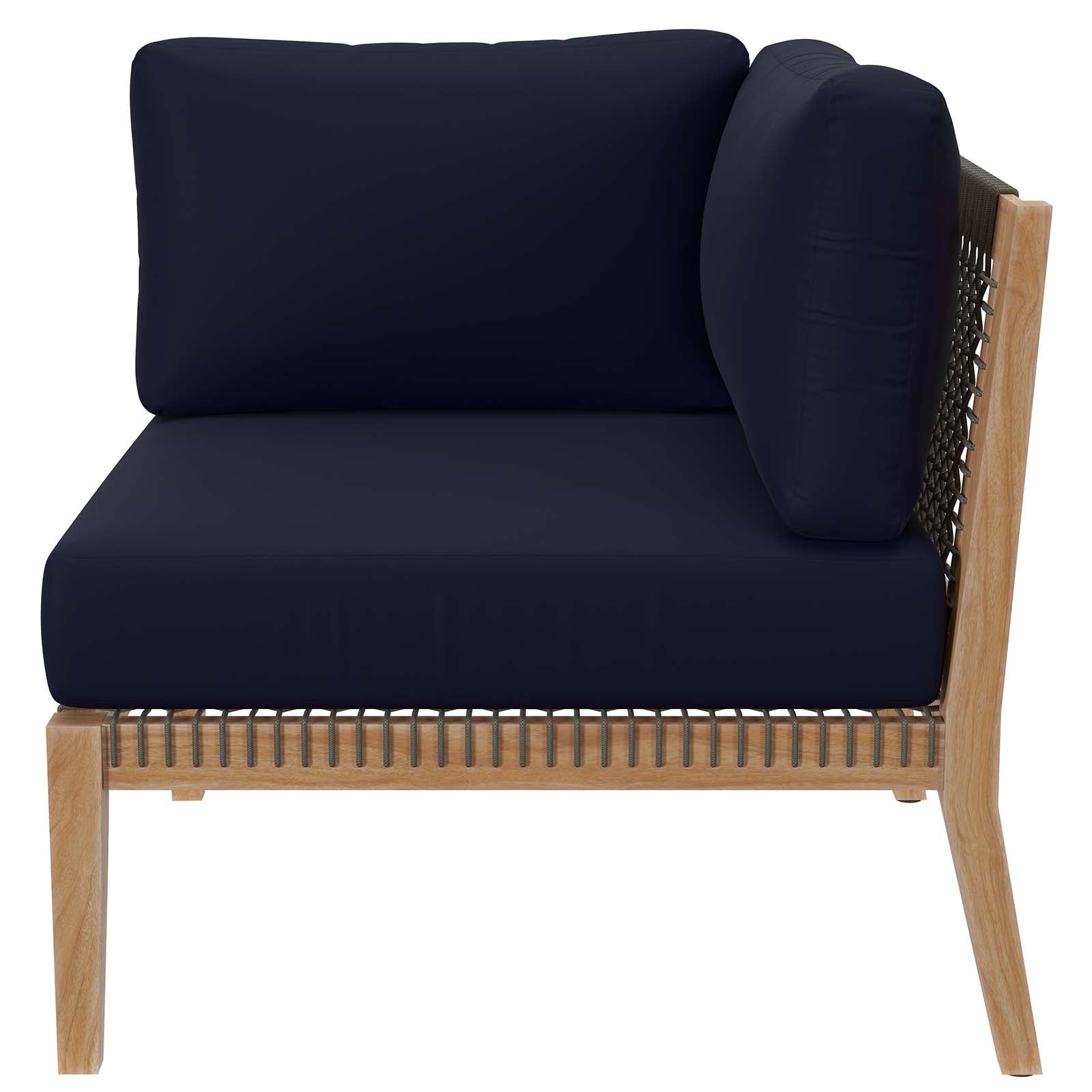 Clearwater Premium Teak Outdoor Patio Sofa with Stylish Rope Webbing and Comfort Cushions