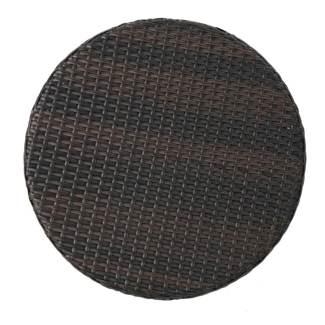 Christopher Knight Home® Iona Three - Piece Outdoor Wicker Conversation Set in Multi - Brown Shades with Dark Brown - Finished Metal Legs and Beige - Colored Cushions