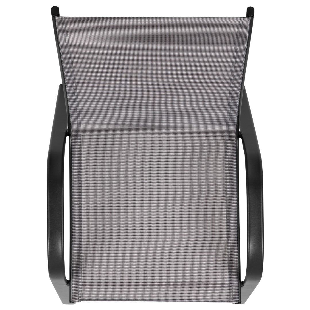 Commercial-Grade Outdoor Stackable 4-Pack Patio Chairs with Flex Comfort Material and Sturdy Metal Frame
