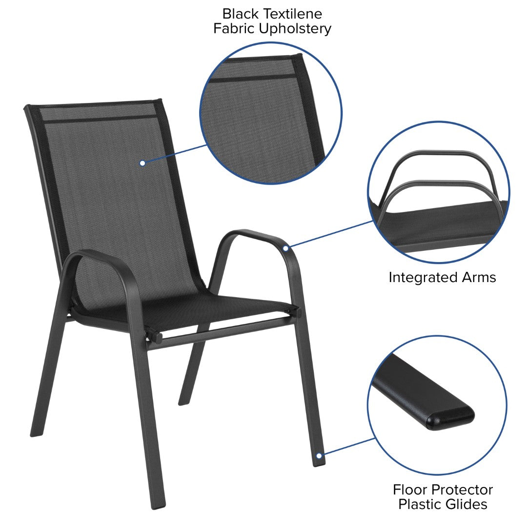 Commercial-Grade Outdoor Stackable 4-Pack Patio Chairs with Flex Comfort Material and Sturdy Metal Frame