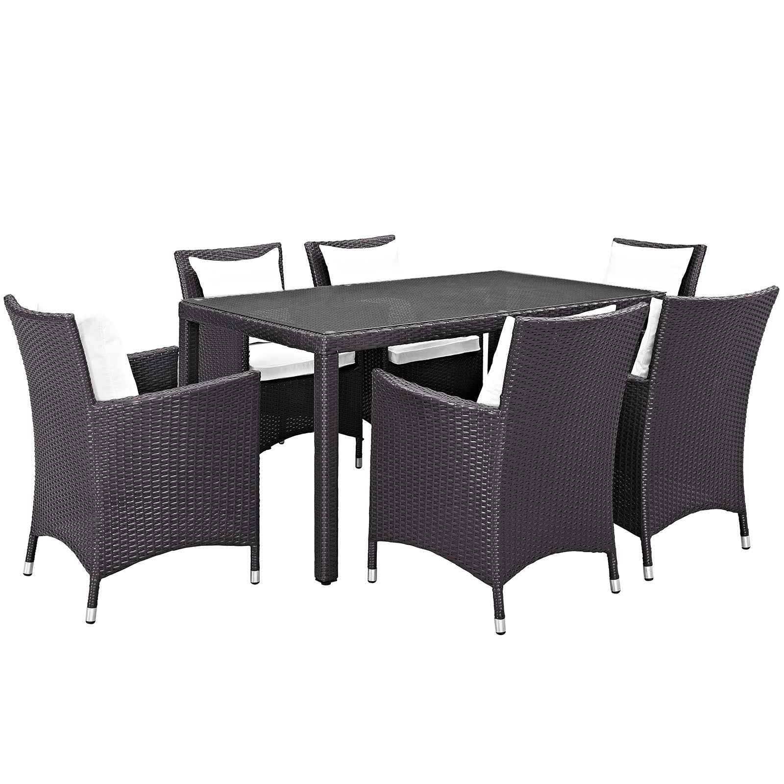 Convene 7-Piece All-Weather Outdoor Dining Set with Stylish Rattan and Durable Cushions