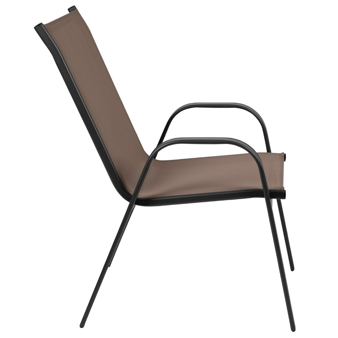 Commercial-Grade Outdoor Stackable 4-Pack Patio Chairs with Flex Comfort Material and Sturdy Metal Frame