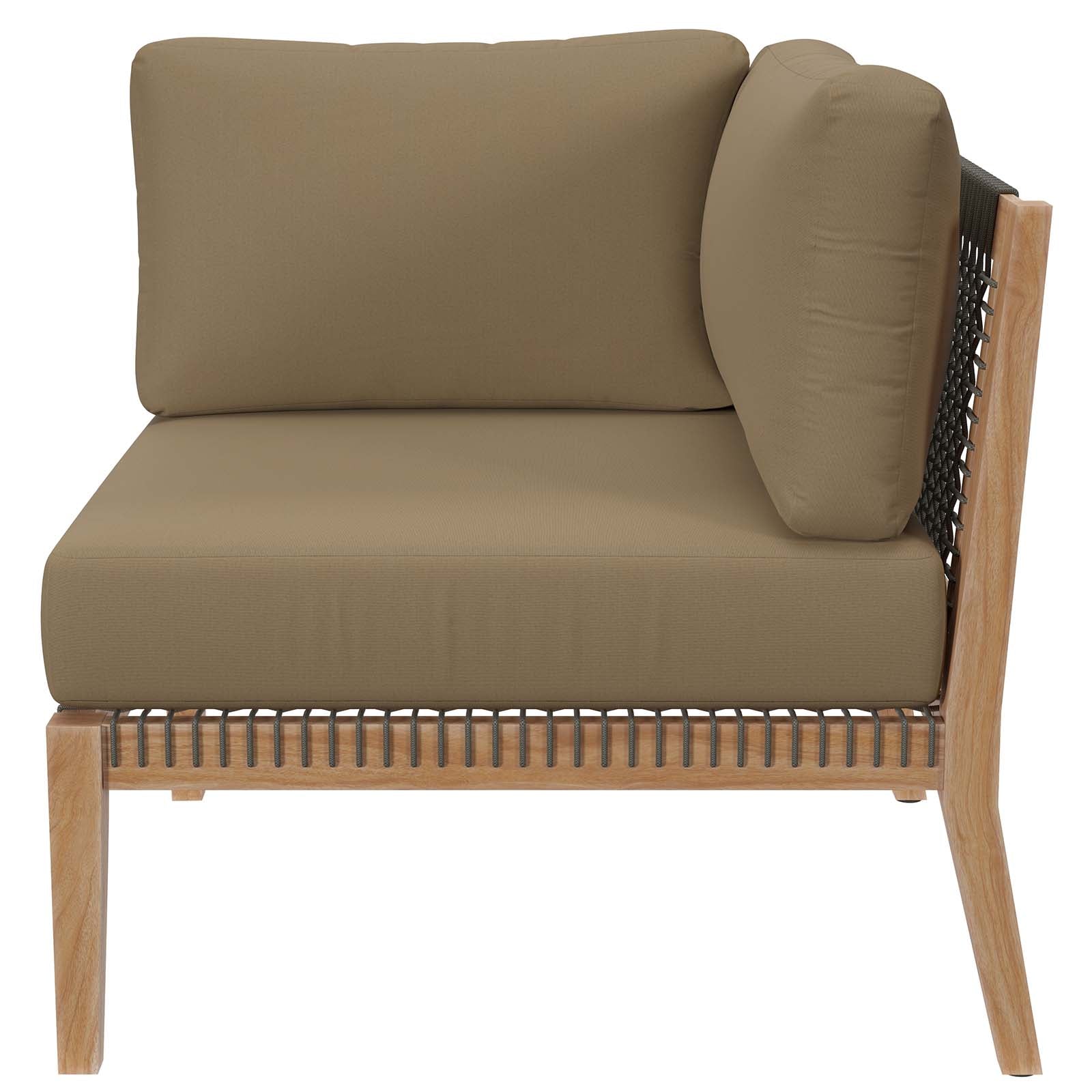 Clearwater Premium Teak Outdoor Patio Sofa with Stylish Rope Webbing and Comfort Cushions