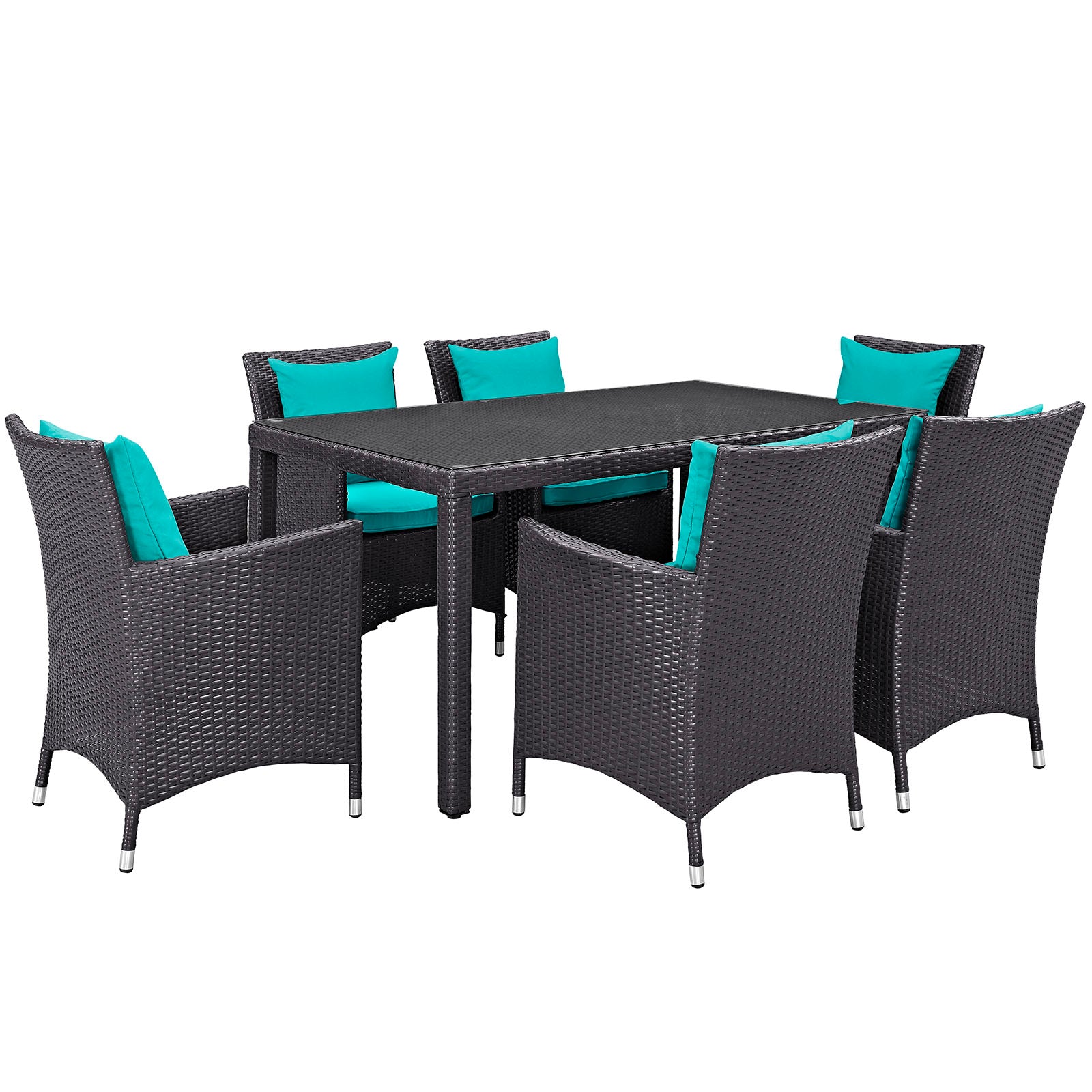 Convene 7-Piece All-Weather Outdoor Dining Set with Stylish Rattan and Durable Cushions