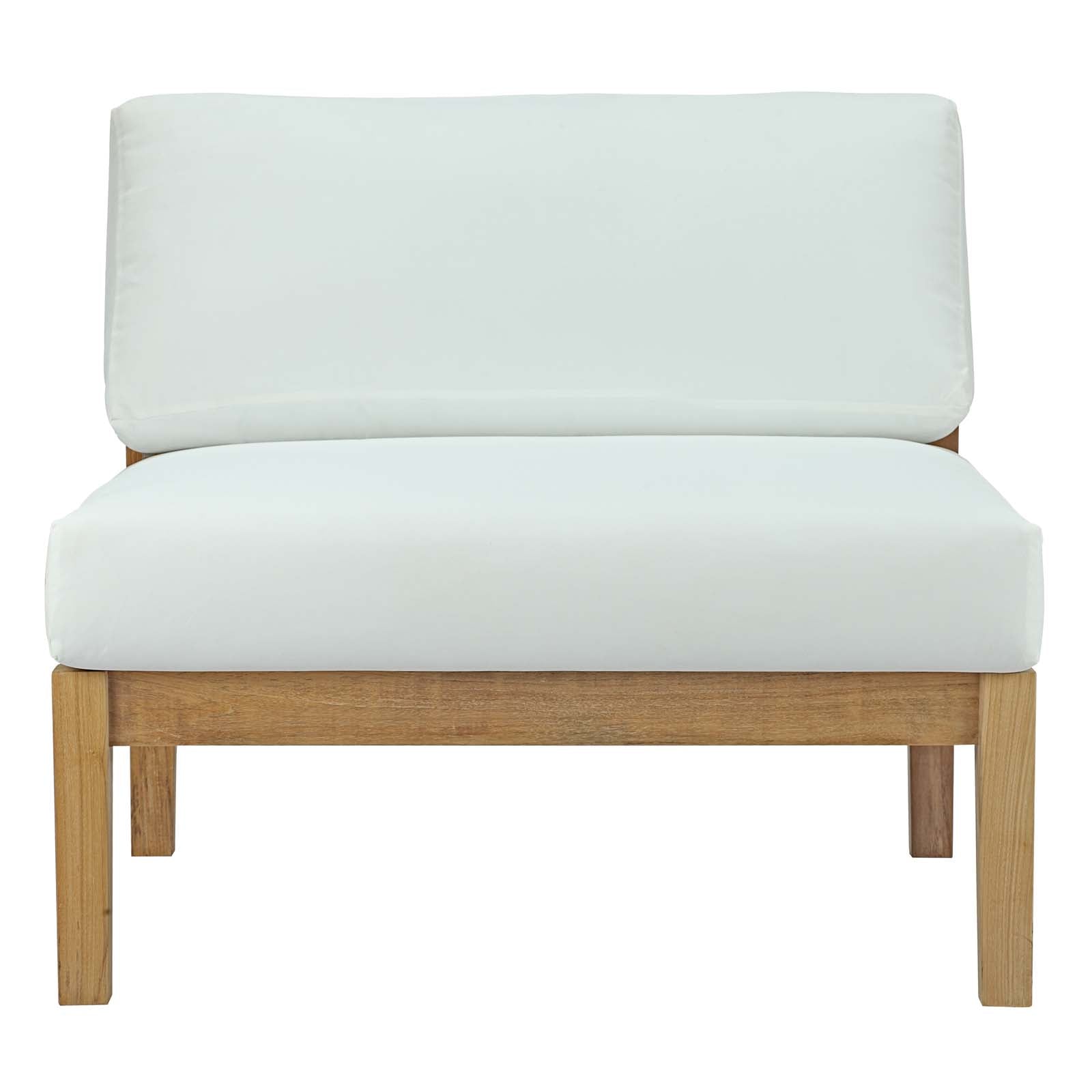 Bayport Weatherproof Outdoor Teak Armless Patio Chair with Washable and Water & UV Resistant Cushions and Stylish Design