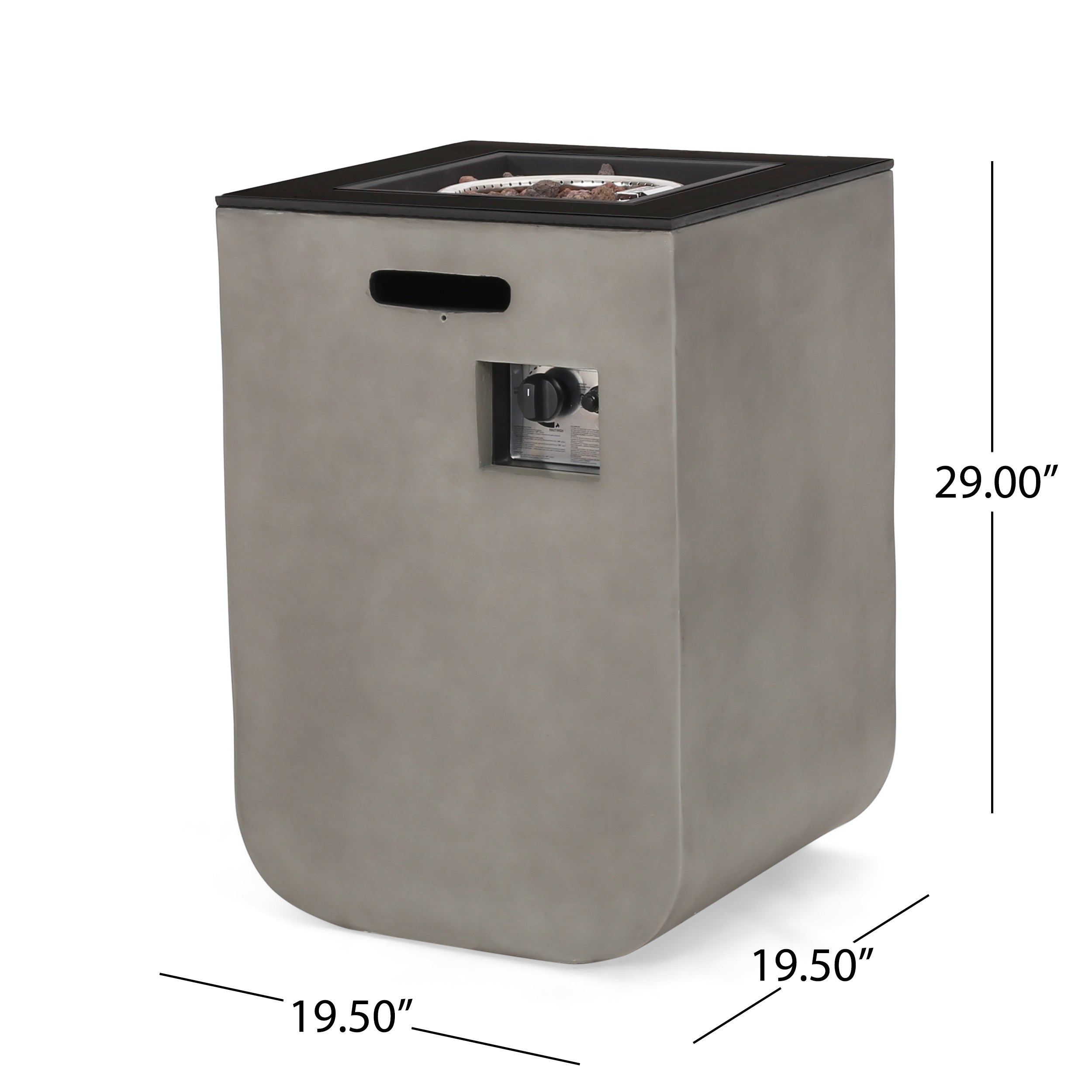 Christopher Knight Home® Adio 19.5-Inch Light Gray & Gloss Black Modern Outdoor Fire Column