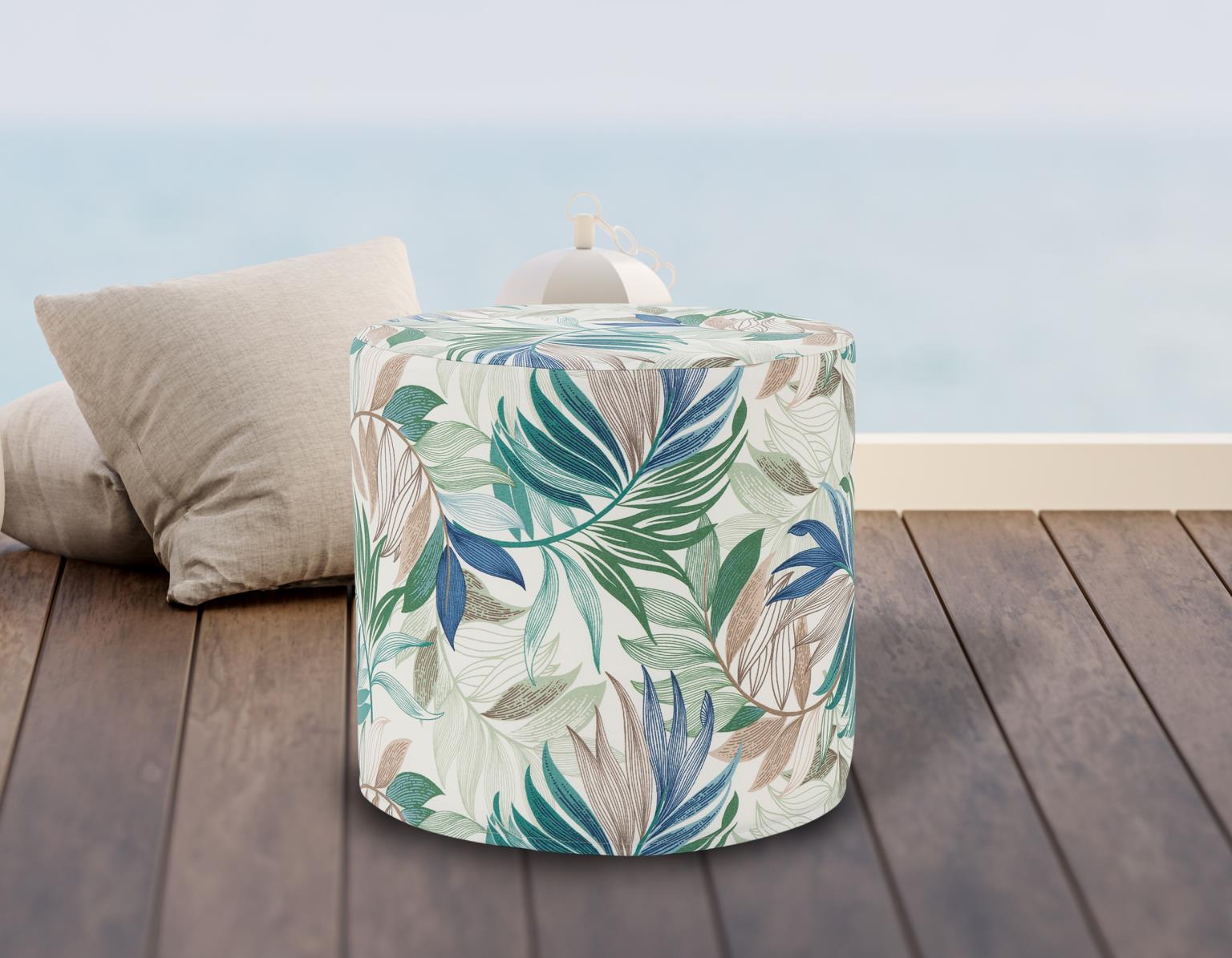 Patio No-Tip Short Cylinder Versatile Foam Ottoman for Both Indoor and Outdoor Use with Comfort and Stylish Design