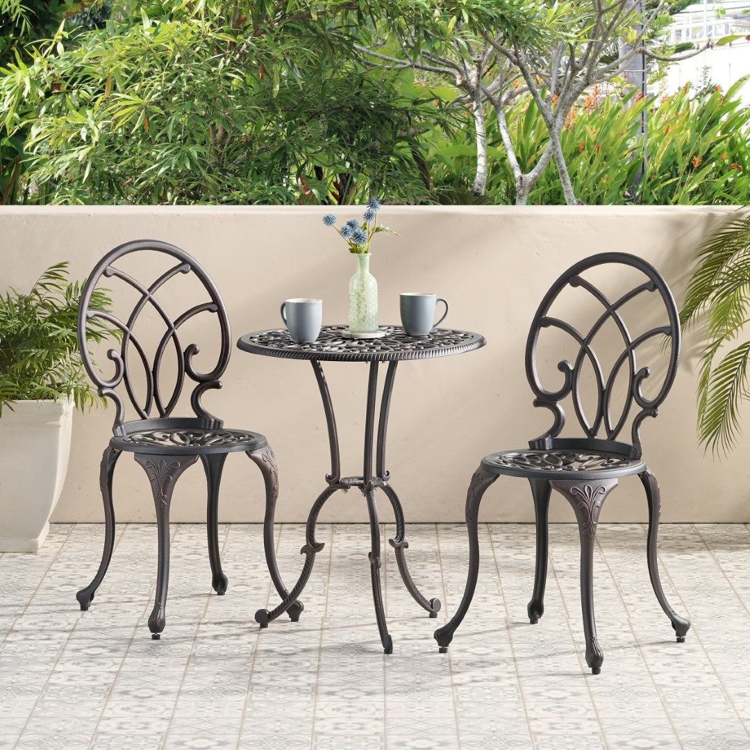 Christopher Knight Home® Charleston Aluminum Copper Bistro Set - Cozy Brunch Spot with 2 Chairs & Table