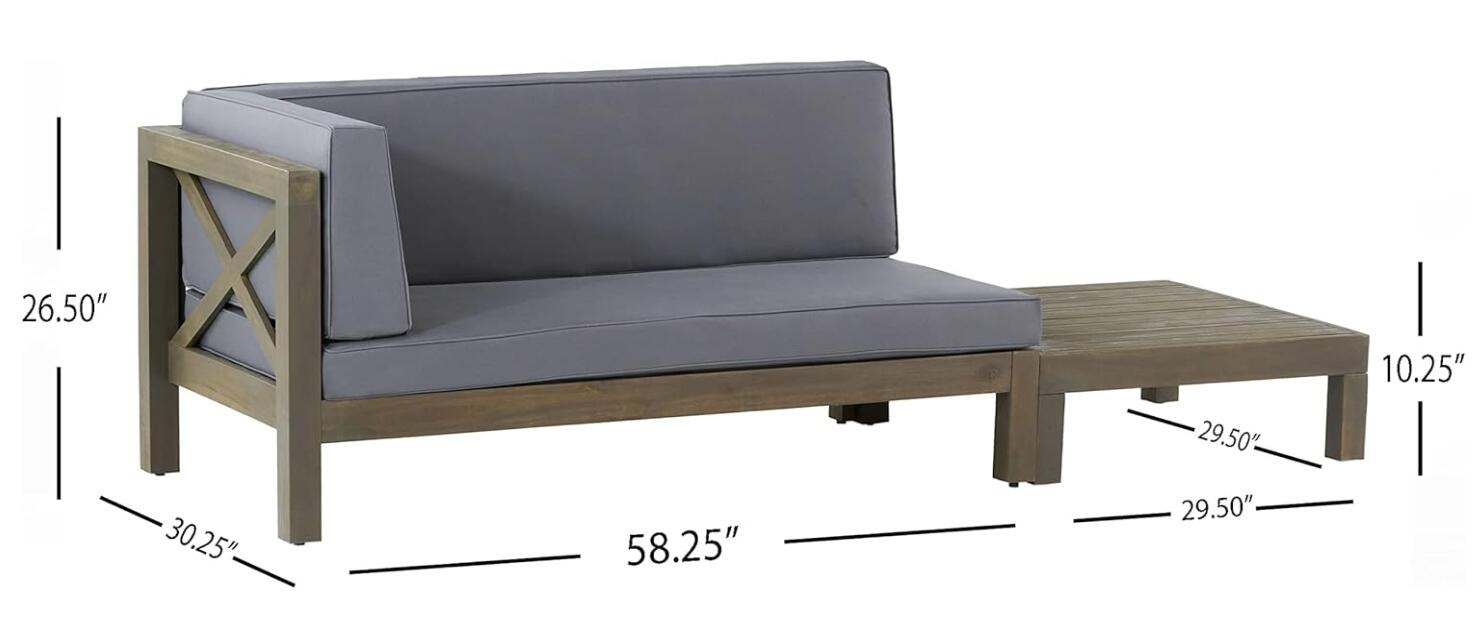 Christopher Knight Home® Outdoor Acacia Wood Corner Bench Set with Water-Resistant Cushions and Matching Coffee Table - Featuring X-Back Design for Elegant Outdoor Seating