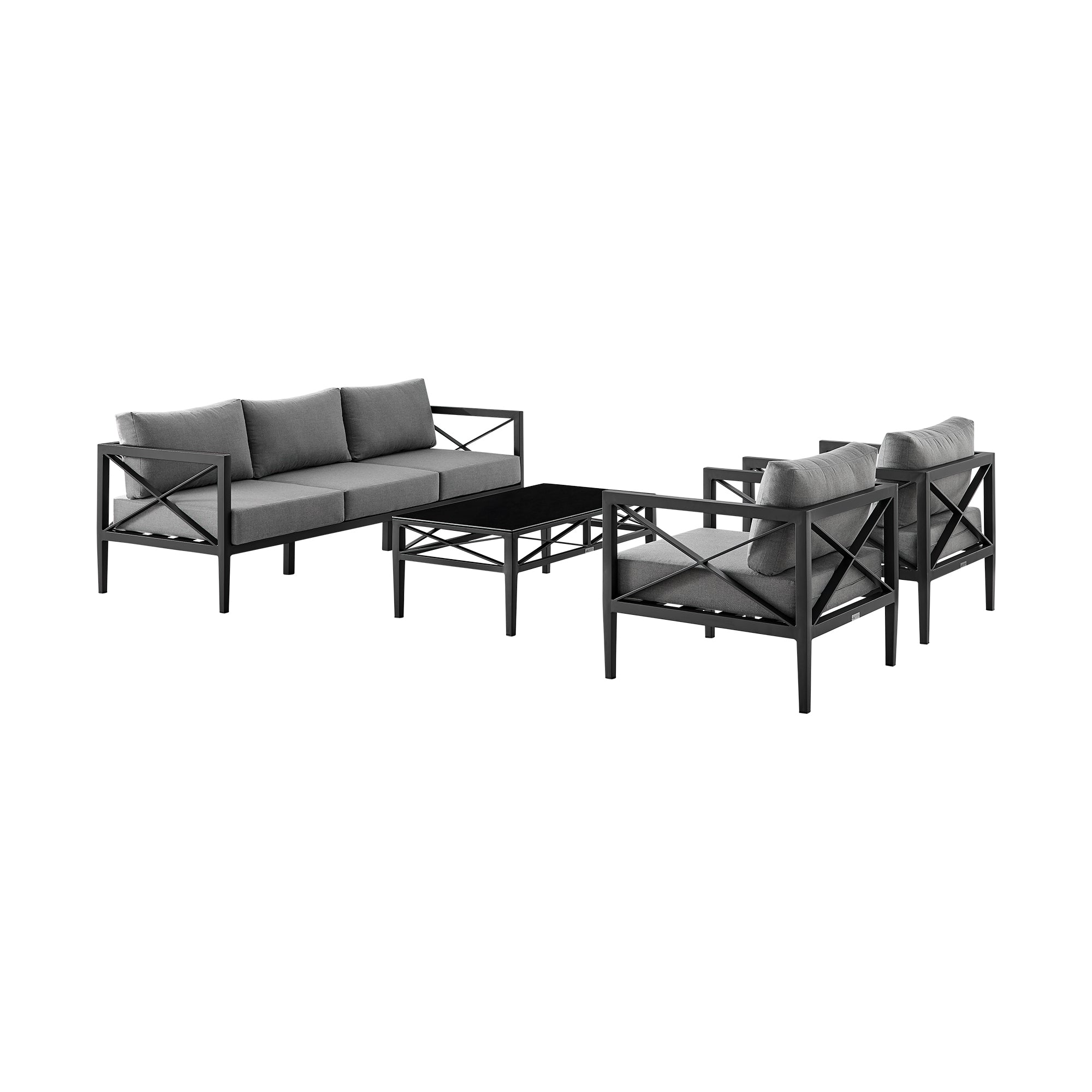 Sonoma 4-Piece Outdoor Conversation Set - Stylish Aluminum Frame with Comfortable Waterproof Cushions