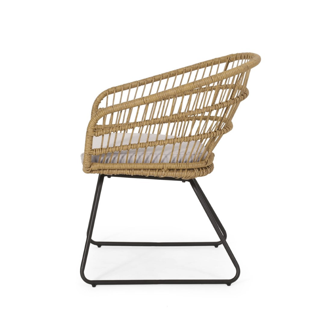 Christopher Knight Home® Lemere 2 - Piece Light Brown, Beige & Black Outdoor Wicker Dining Chairs with Cushions