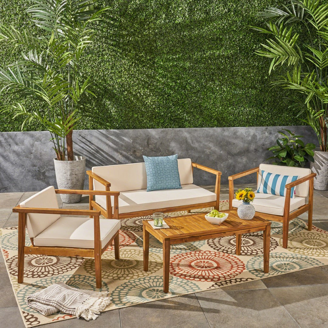 Christopher Knight Home® Newbury 4-Seater Acacia Outdoor Chat Set + Coffee Table