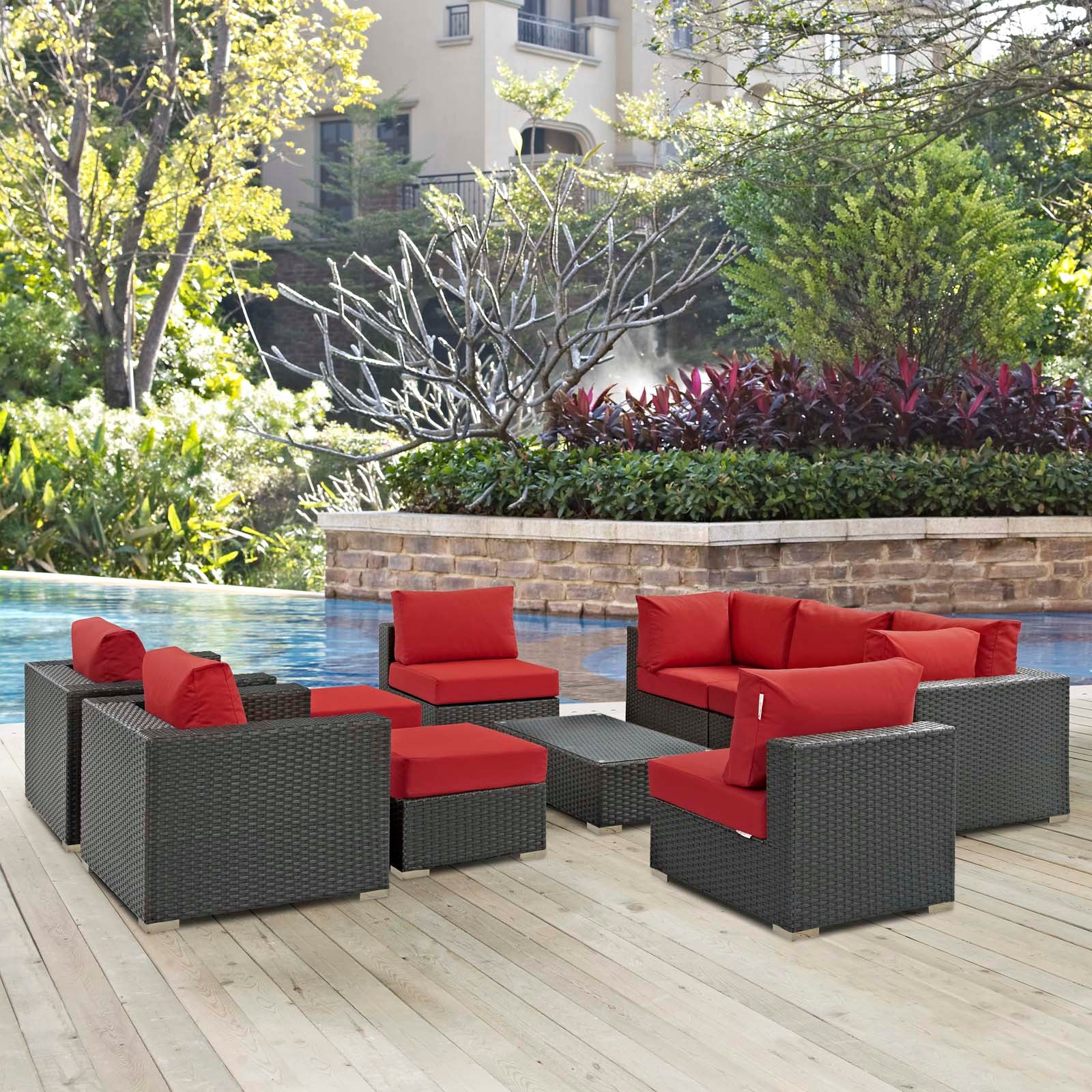 Sojourn 10-Piece Outdoor Patio Furniture Set with Sunbrella® Cushions for Total Relaxation