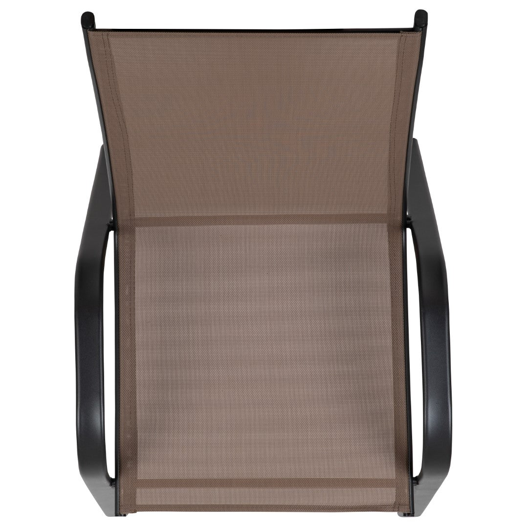 Commercial-Grade Outdoor Stackable 4-Pack Patio Chairs with Flex Comfort Material and Sturdy Metal Frame