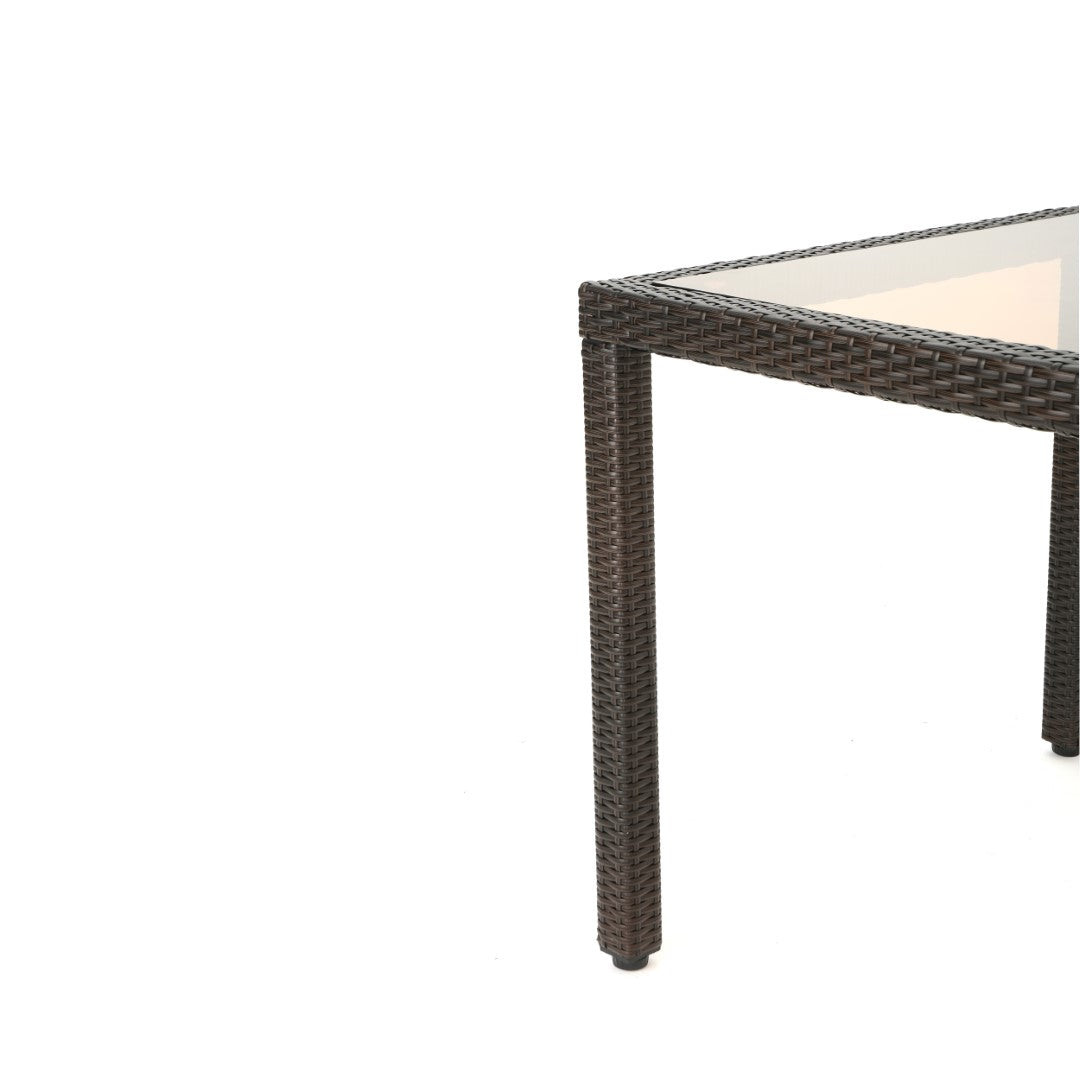Christopher Knight Home® San Pico Outdoor Multibrown Wicker Rectangular Tempered Glass Top Dining Table for Backyard, Patio, and Garden Use