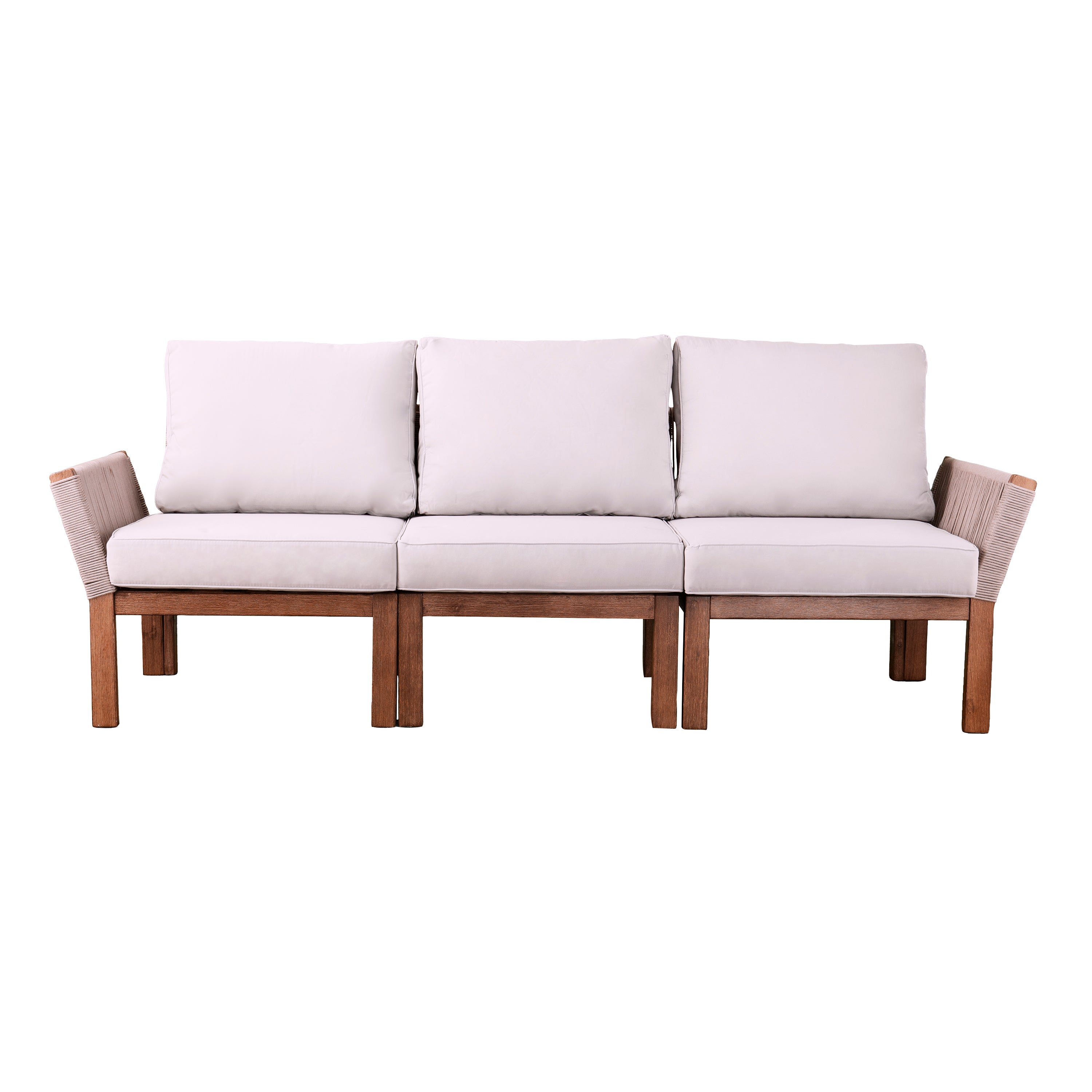 Brendina Outdoor 3-Seater Sofa - Weather-Resistant Acacia Frame & Plush Cushions for Ultimate Comfort
