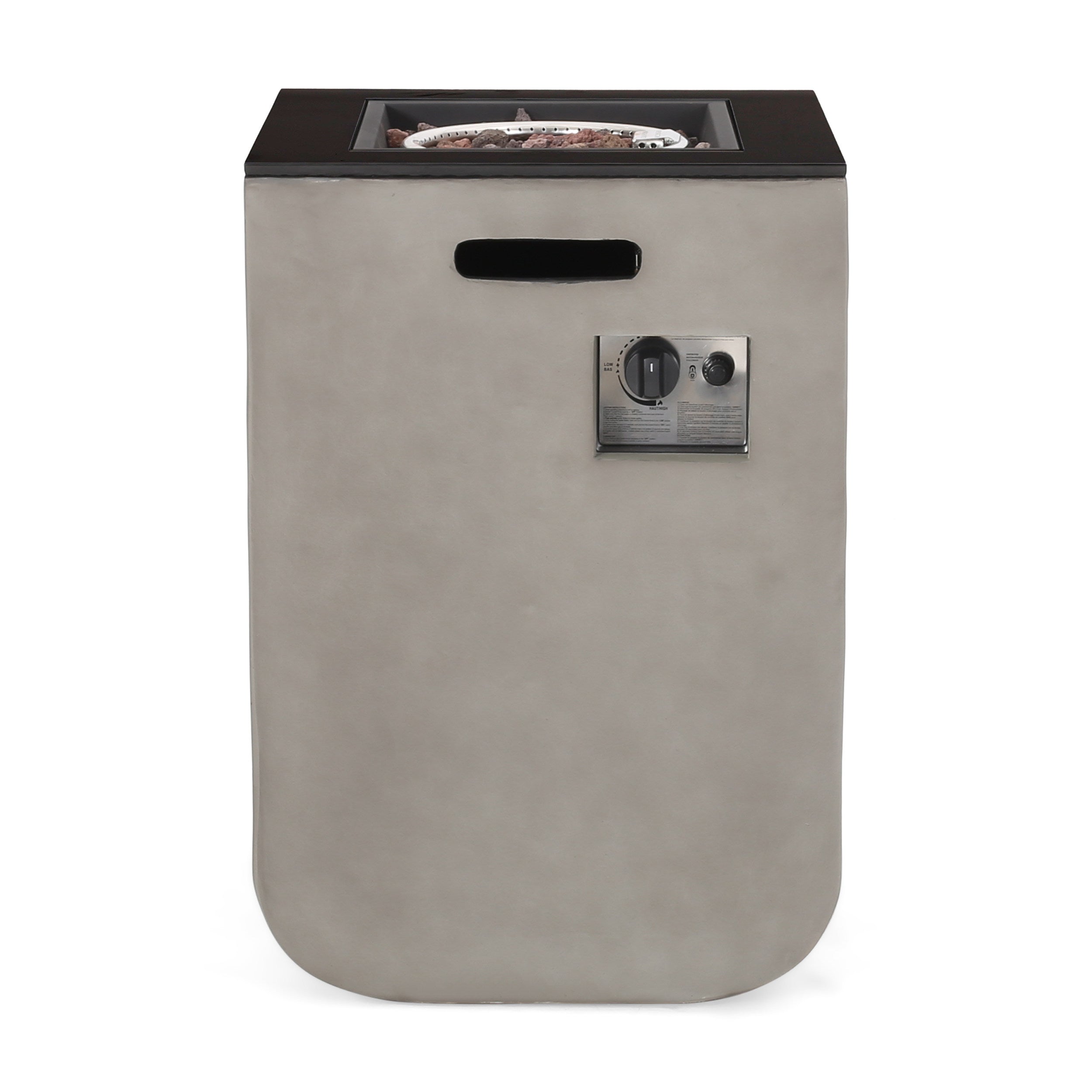 Christopher Knight Home® Adio 19.5-Inch Light Gray & Gloss Black Modern Outdoor Fire Column