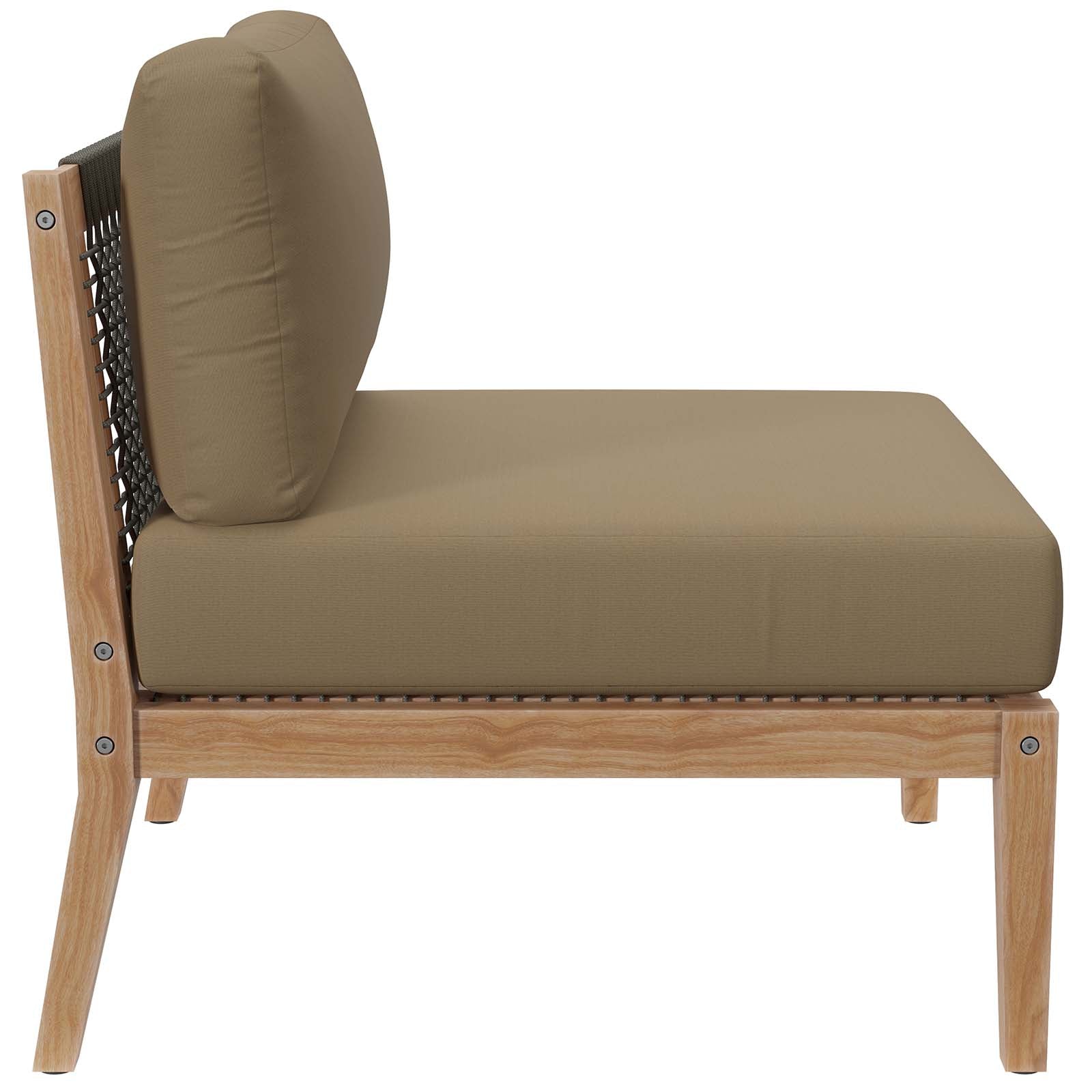 Clearwater Premium Teak Outdoor Patio Sofa with Stylish Rope Webbing and Comfort Cushions