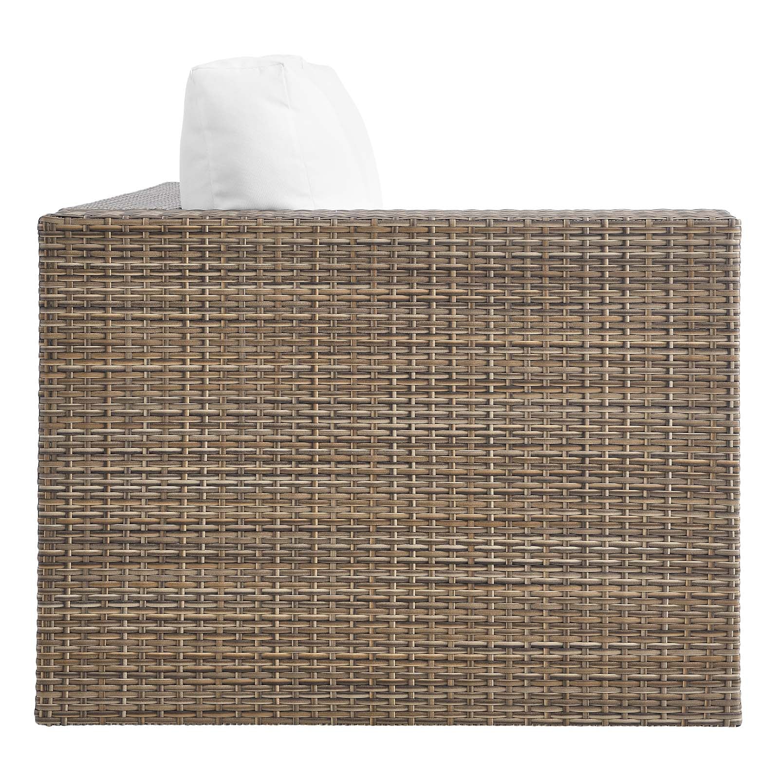 Convene Outdoor Patio 4-Piece Furniture Set - Elegant Synthetic Rattan Weave Design, All-Weather Resistant Cushions and Tempered Glass Top Table for Outdoor Spaces